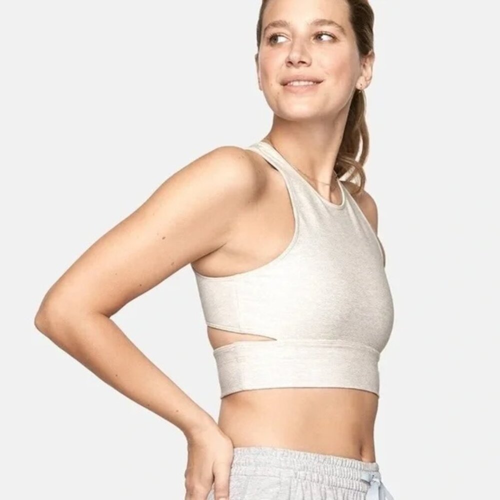Outdoor Voices Oatmeal Slashback Crop Top‎ Sports Bra